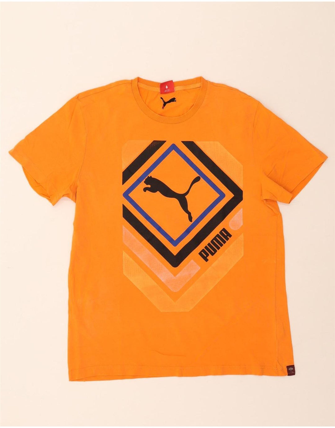 PUMA Mens Graphic T-Shirt Top Large Orange Cotton Vintage Puma and Second-Hand Puma from Messina Hembry 