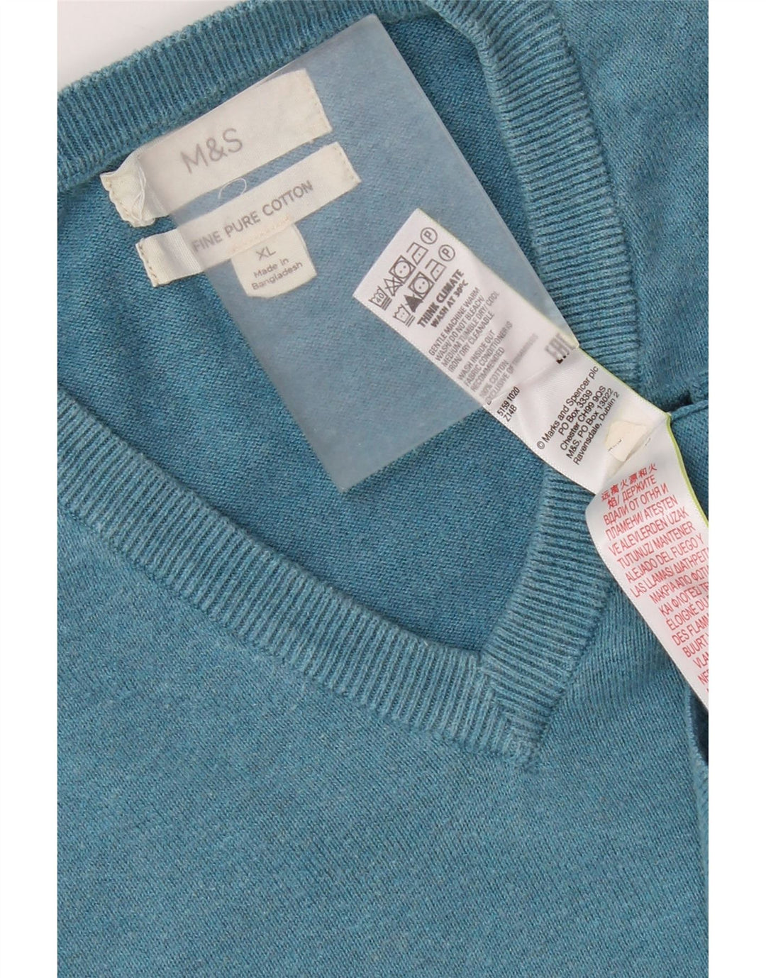 Maglione da uomo con scollo a V Marks & Spencer XL in cotone blu