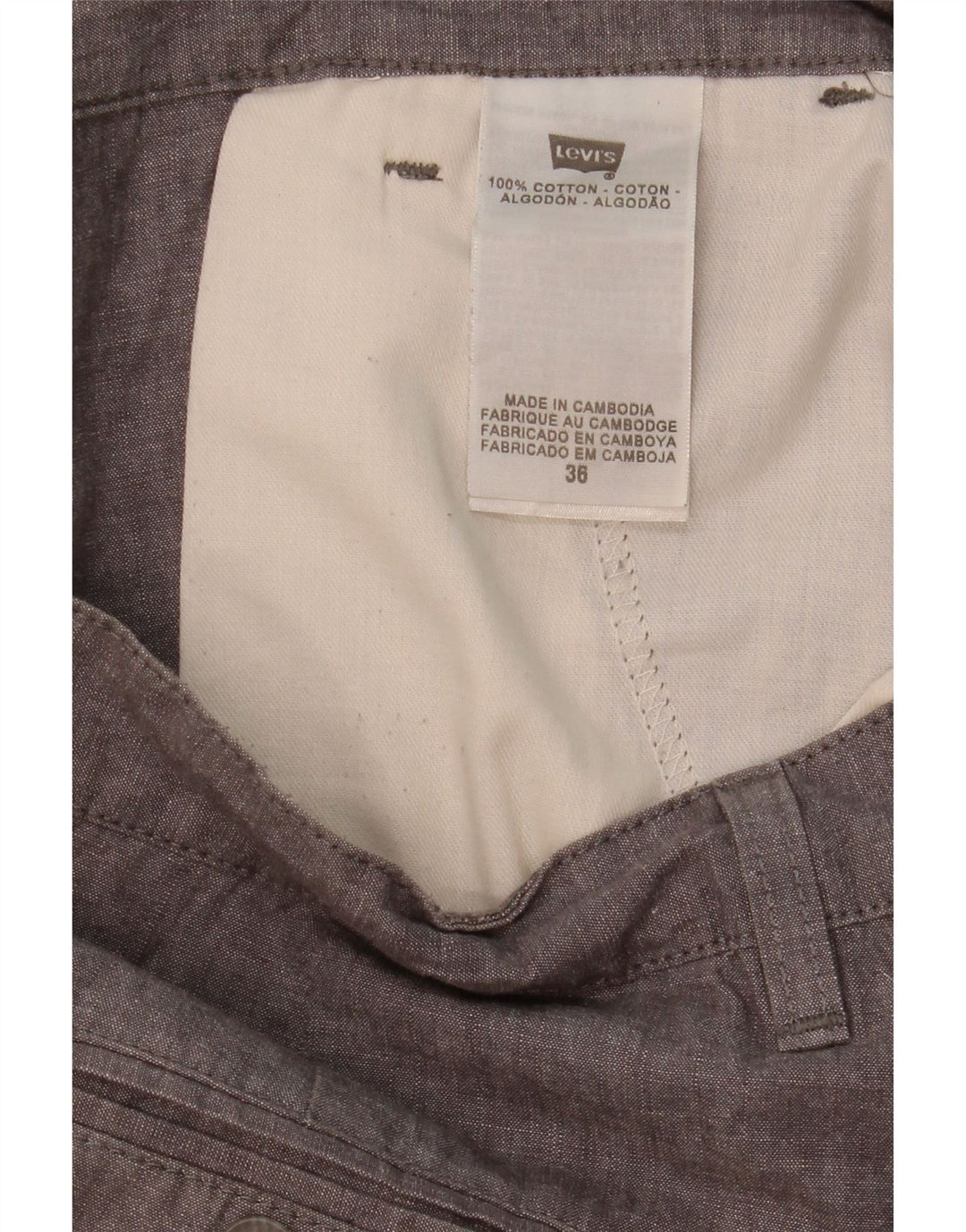 Pantaloncini chino da uomo Levi's W36 Large in cotone grigio