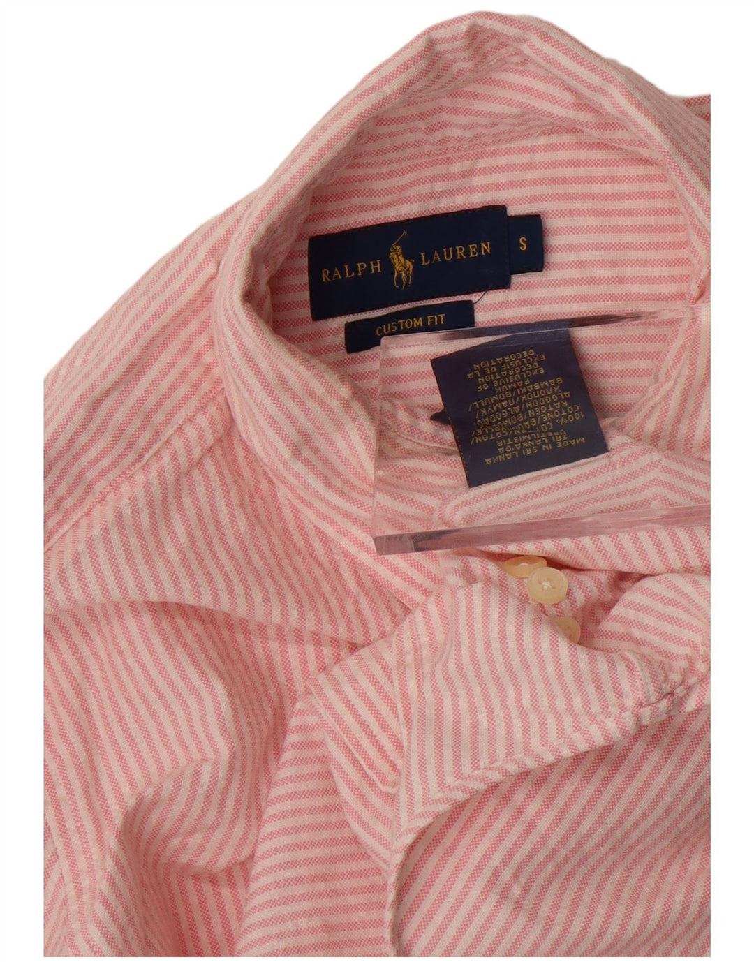 Camicia Ralph Lauren da uomo su misura piccola in cotone a righe rosa