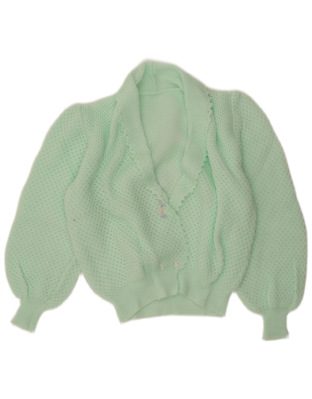 Maglione cardigan da donna vintage UK 14 turchese medio