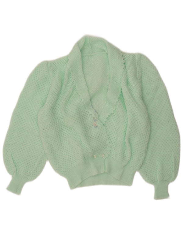 Maglione cardigan da donna vintage UK 14 turchese medio