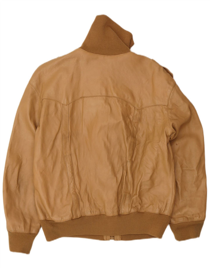 Giacca in pelle bomber militare vintage da uomo UK 38 Beige medio