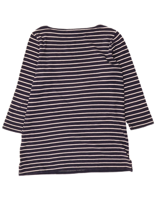 Crew Clothing Top da donna manica 3/4 UK 12 Medio cotone a righe blu navy