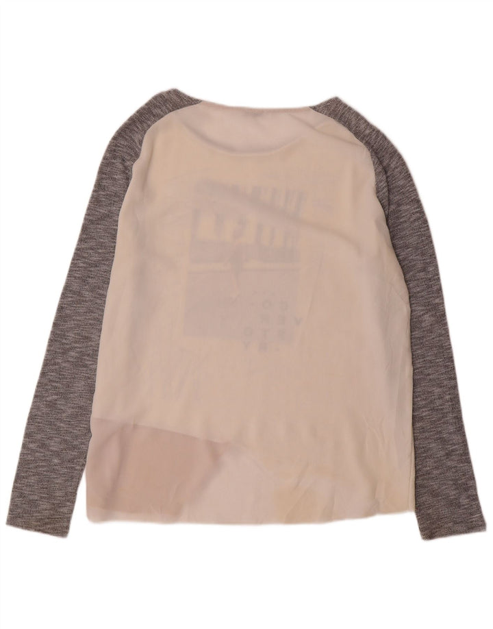 Top grafico da donna Zara manica lunga UK 16 Large bianco color block