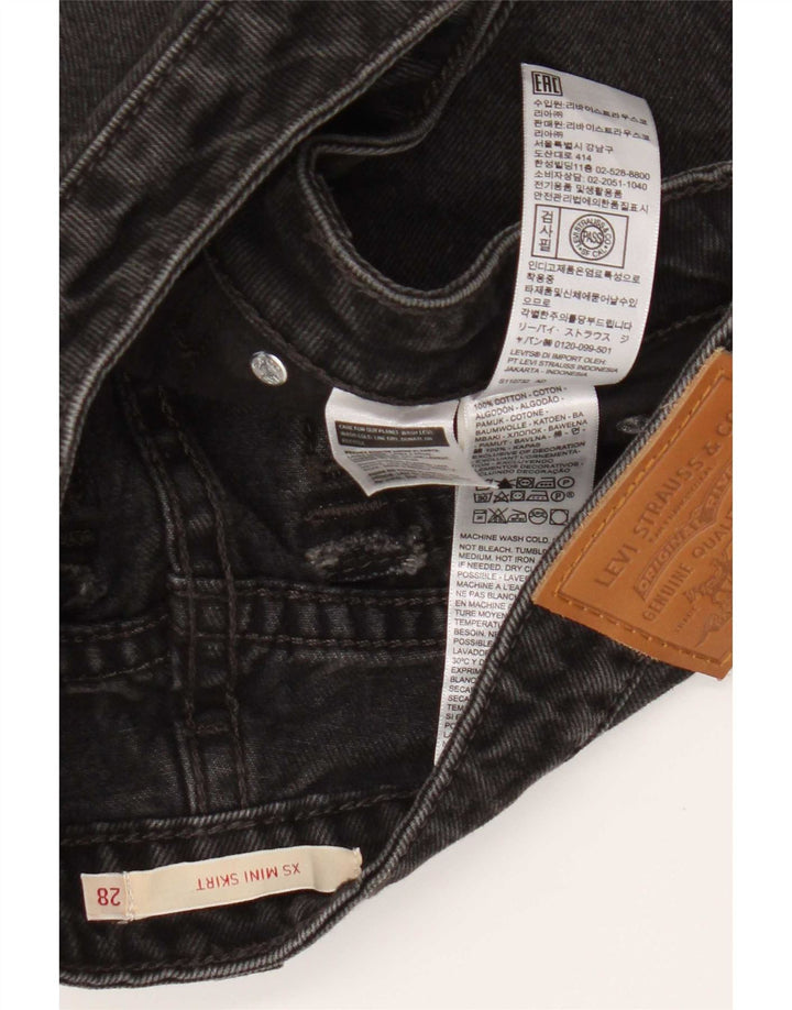 Mini gonna di jeans da donna Levi's W28 in cotone grigio medio