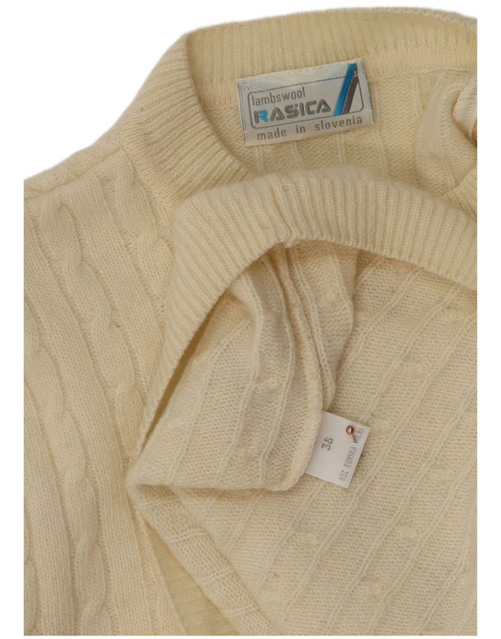 Maglione maglione girocollo da donna Rasica EU 38 Lana d'agnello bianco sporco medio