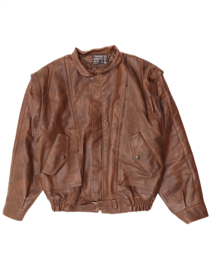 Giacca in pelle vintage da uomo IT 50 grande marrone