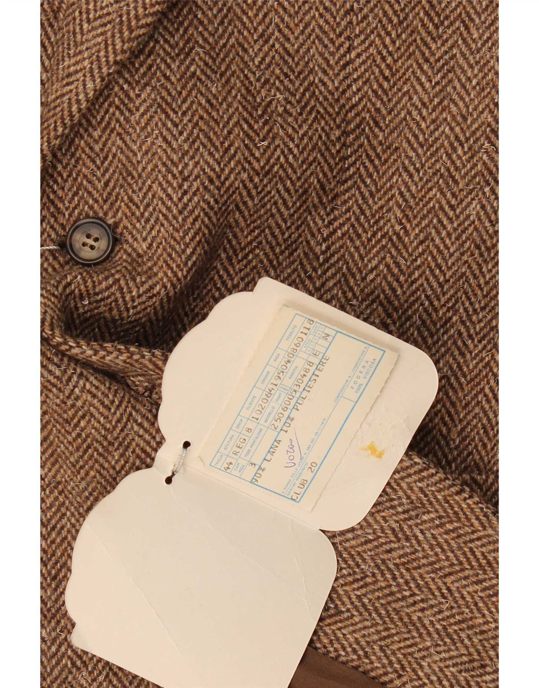 Giacca blazer vintage da uomo a 2 bottoni IT 44 XS lana a spina di pesce marrone