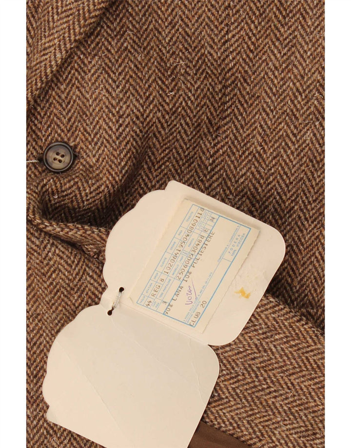 Giacca blazer vintage da uomo a 2 bottoni IT 44 XS lana a spina di pesce marrone
