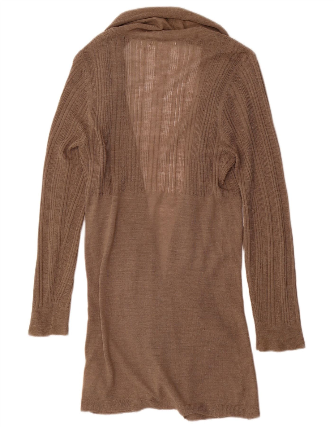 Maglione cardigan aperto lungo da donna Marks & Spencer UK 14 Marrone medio