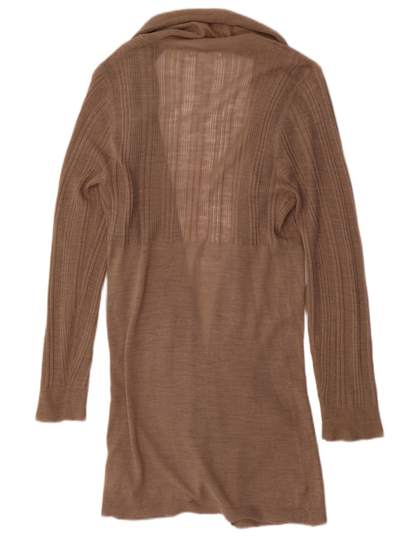 Maglione cardigan aperto lungo da donna Marks & Spencer UK 14 Marrone medio