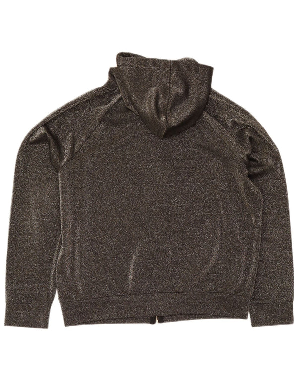 Maglione con cappuccio e zip da donna Juicy Couture UK 16 Grande poliestere screziato grigio
