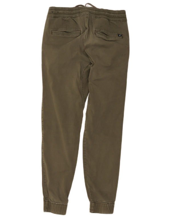 Hollister Uomo Joggers Pantaloni Casual Piccoli W28 L25 Cotone Cachi