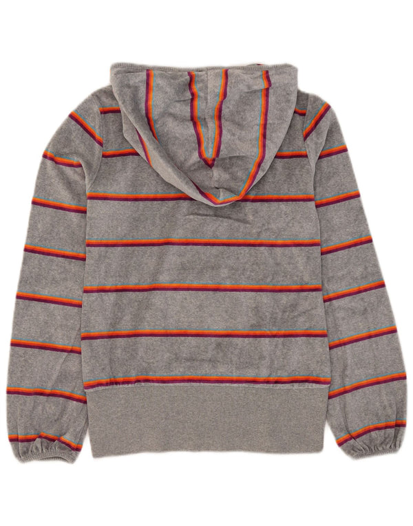 Felpa con cappuccio in velluto da donna Nike UK 10 piccolo cotone a righe grigie