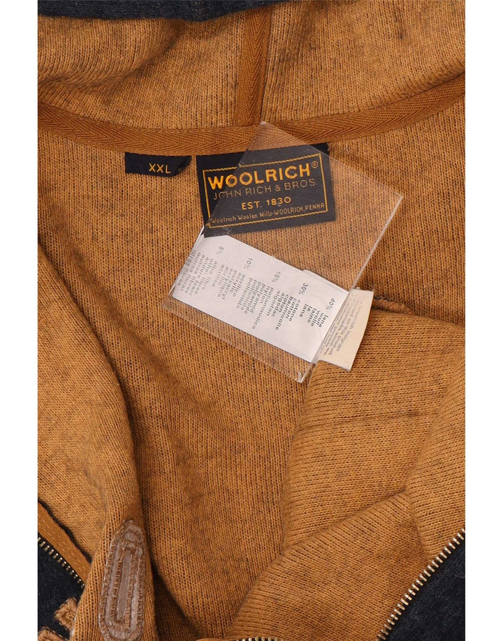 Maglione con cappuccio e zip grafica da uomo Woolrich 2XL in lana blu navy