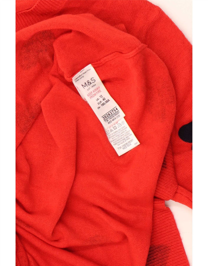 Maglione maglione con scollo a barca da donna Marks & Spencer UK 12 rosso medio
