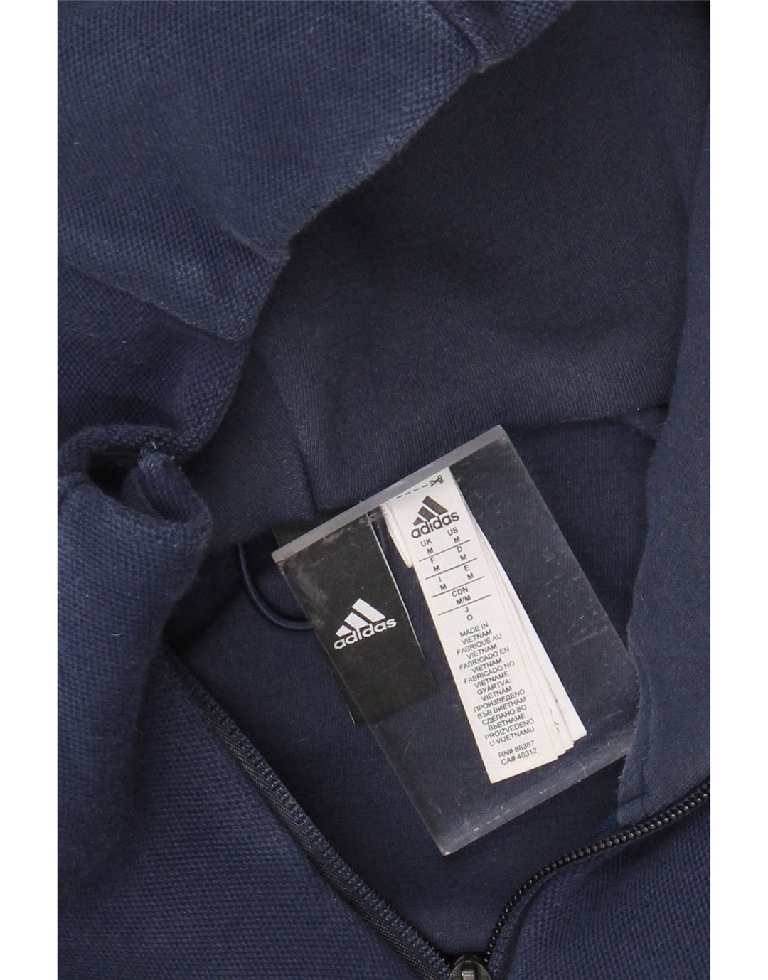 Maglione con cappuccio e zip grafica da uomo Adidas in cotone blu navy medio