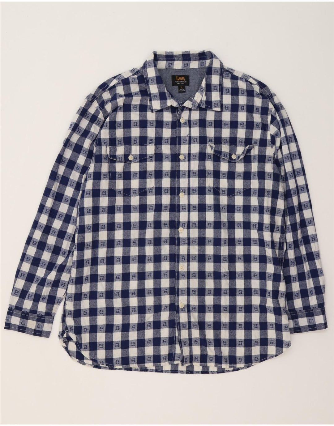 Camicia Lee da uomo ampia vestibilità XL in cotone a quadri blu navy