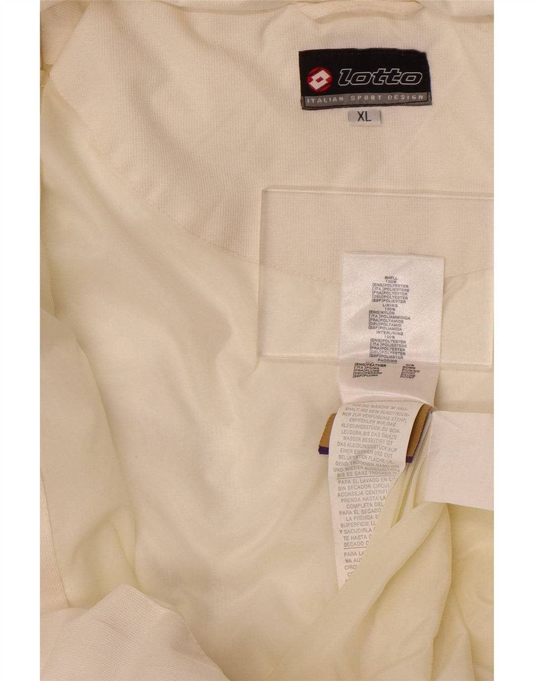 Giacca imbottita con cappuccio da uomo Lotto UK 42 XL poliestere bianco sporco