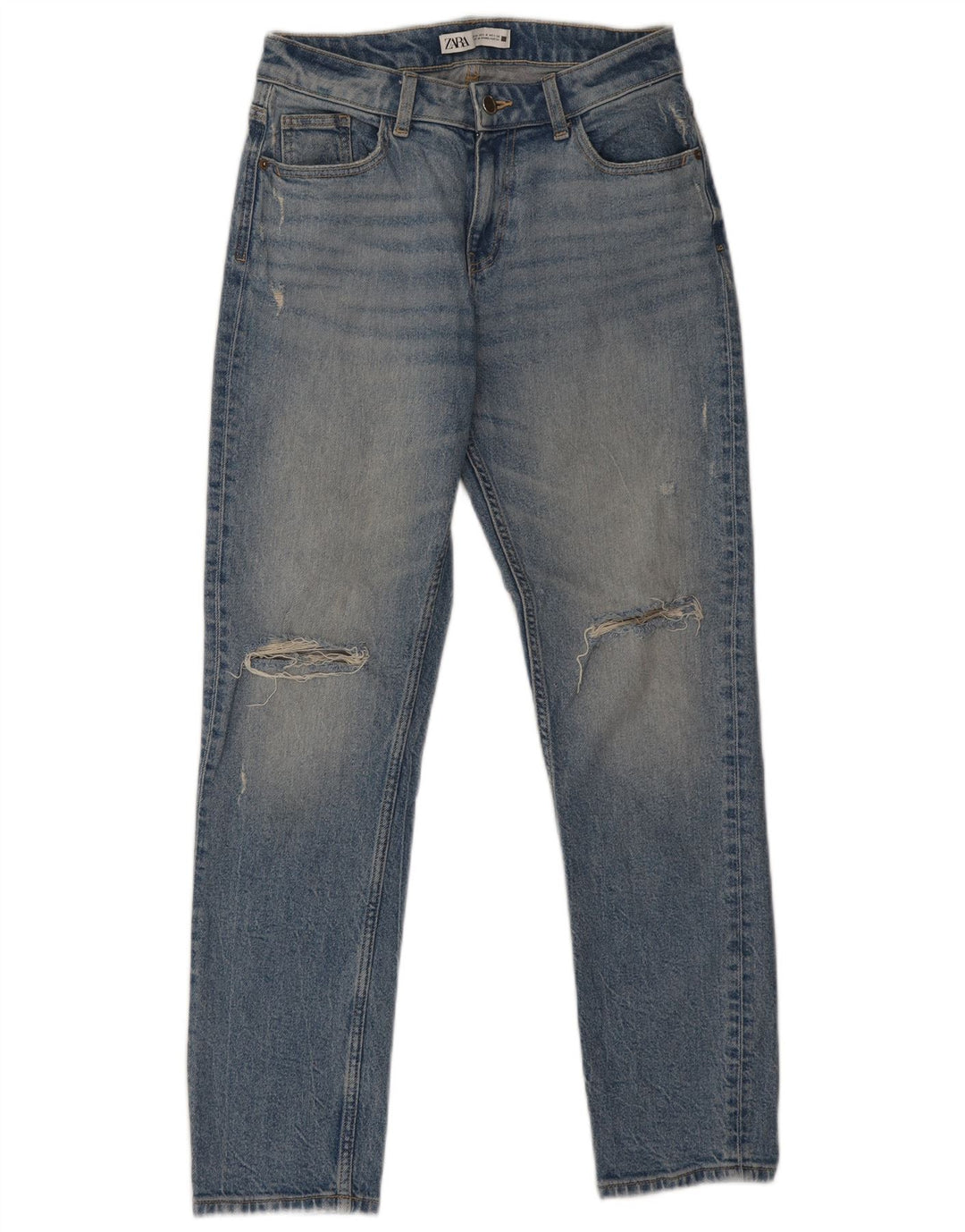 Jeans slim invecchiati Zara da donna EU 36 XS W26 L28 Blu