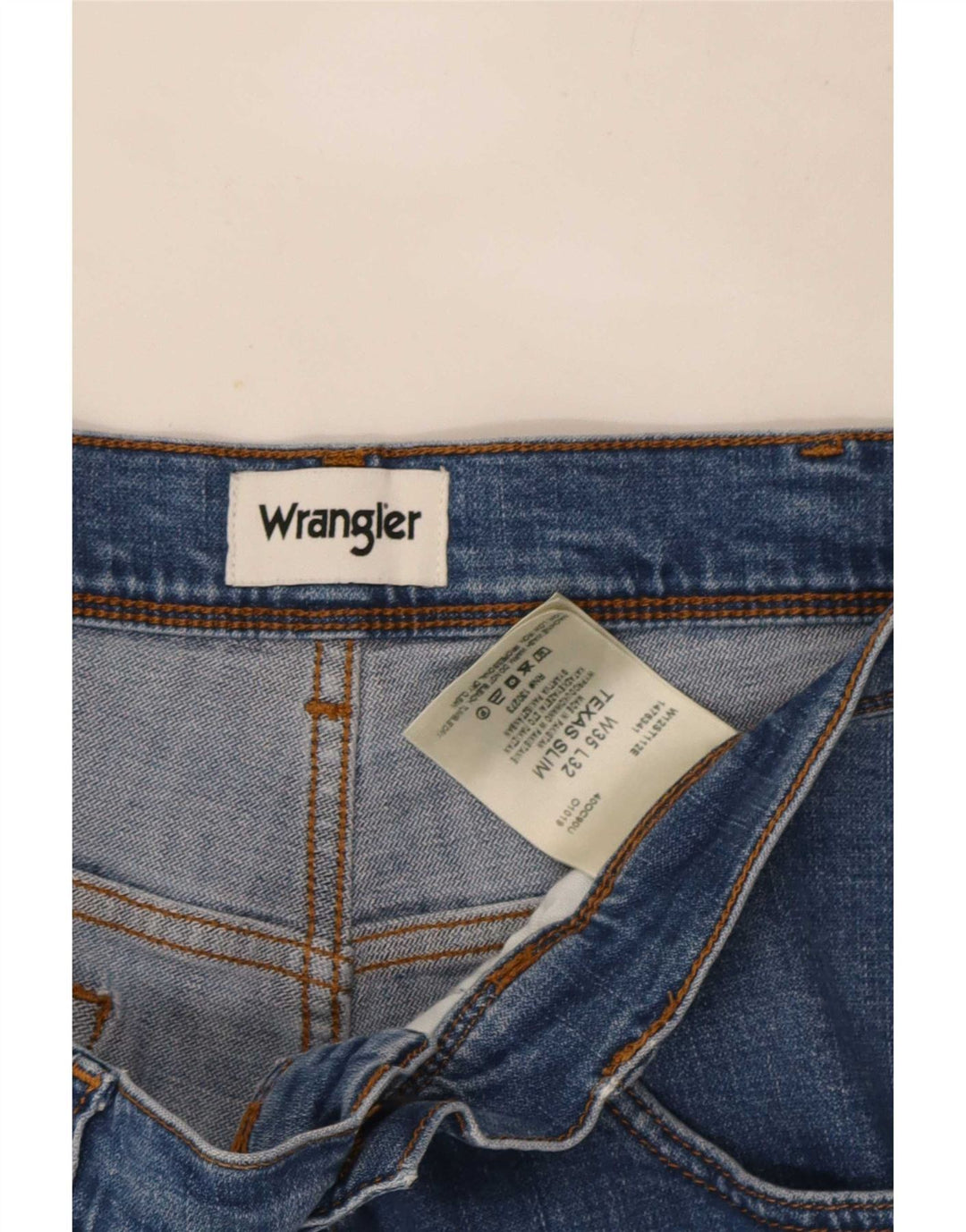 Wrangler Mens Texas Stretch Straight Jeans W35 L29 Blue Cotton