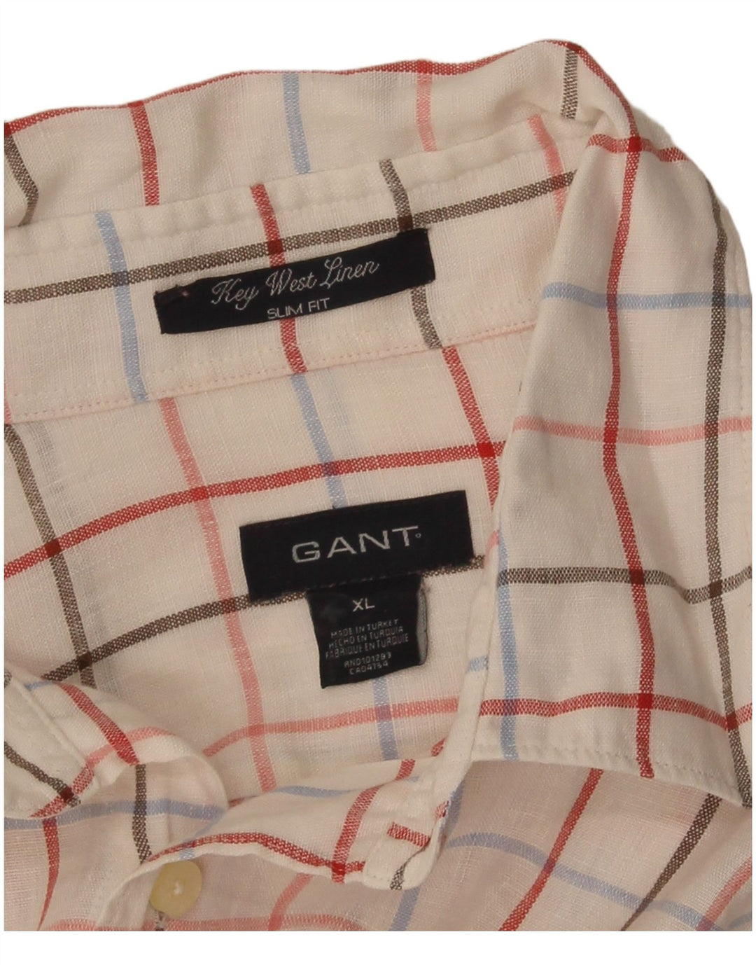 Camicia Gant da uomo slim fit XL in lino bianco a quadri