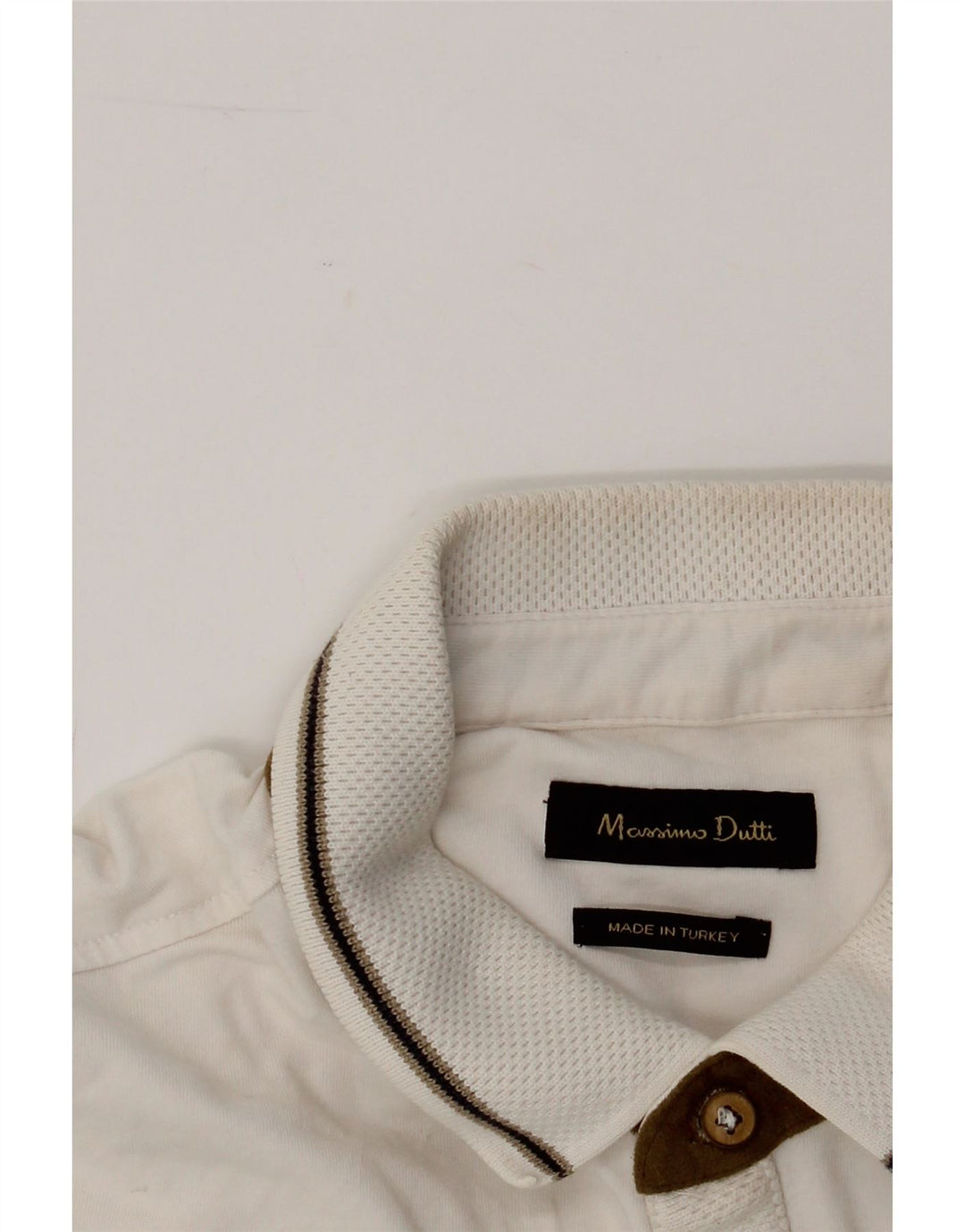 MASSIMO DUTTI Mens Polo Shirt Small Off White Vintage Massimo Dutti and Second-Hand Massimo Dutti from Messina Hembry 