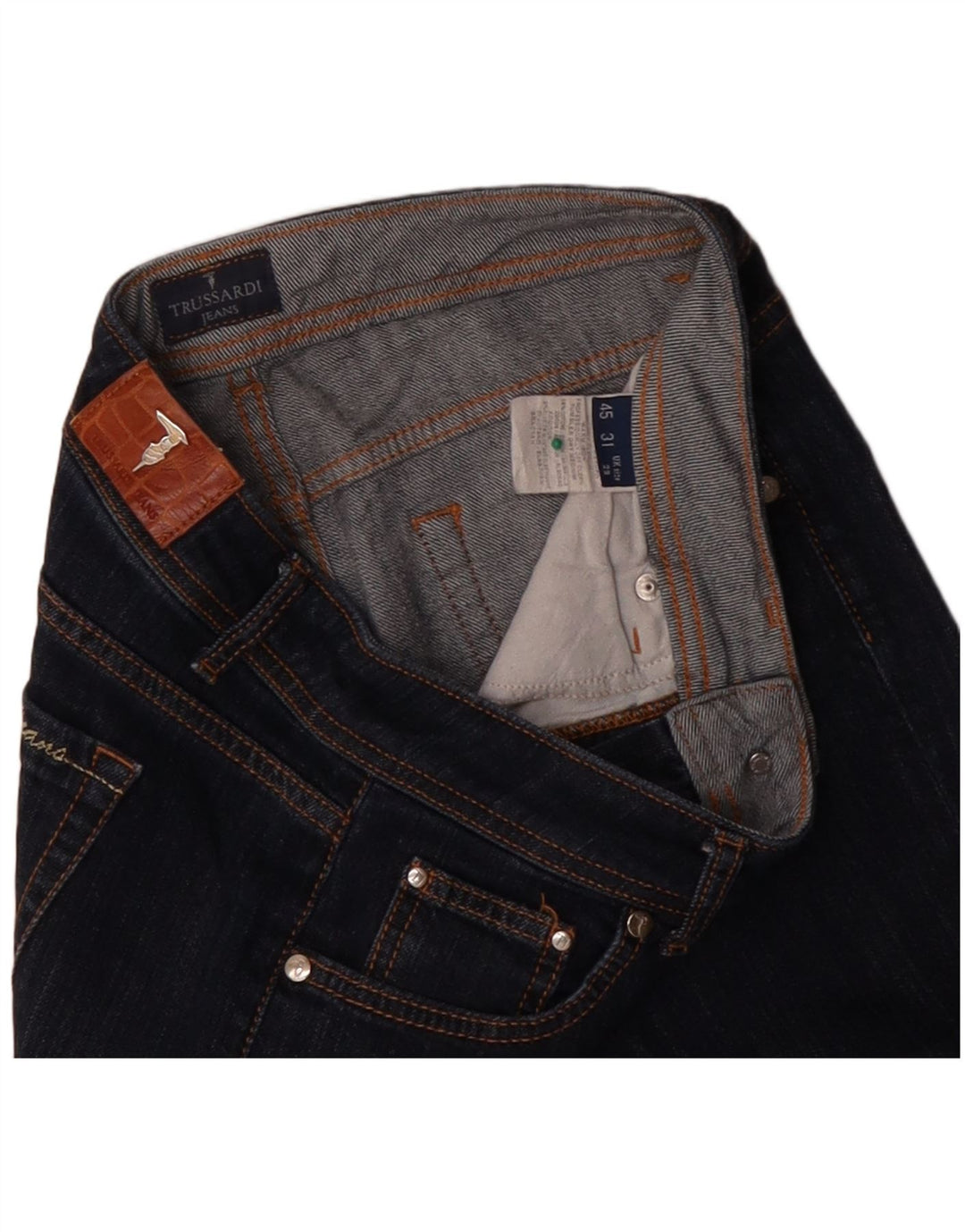 Jeans Capri Donna TRUSSARDI W29 L22 Blu Navy Cotone