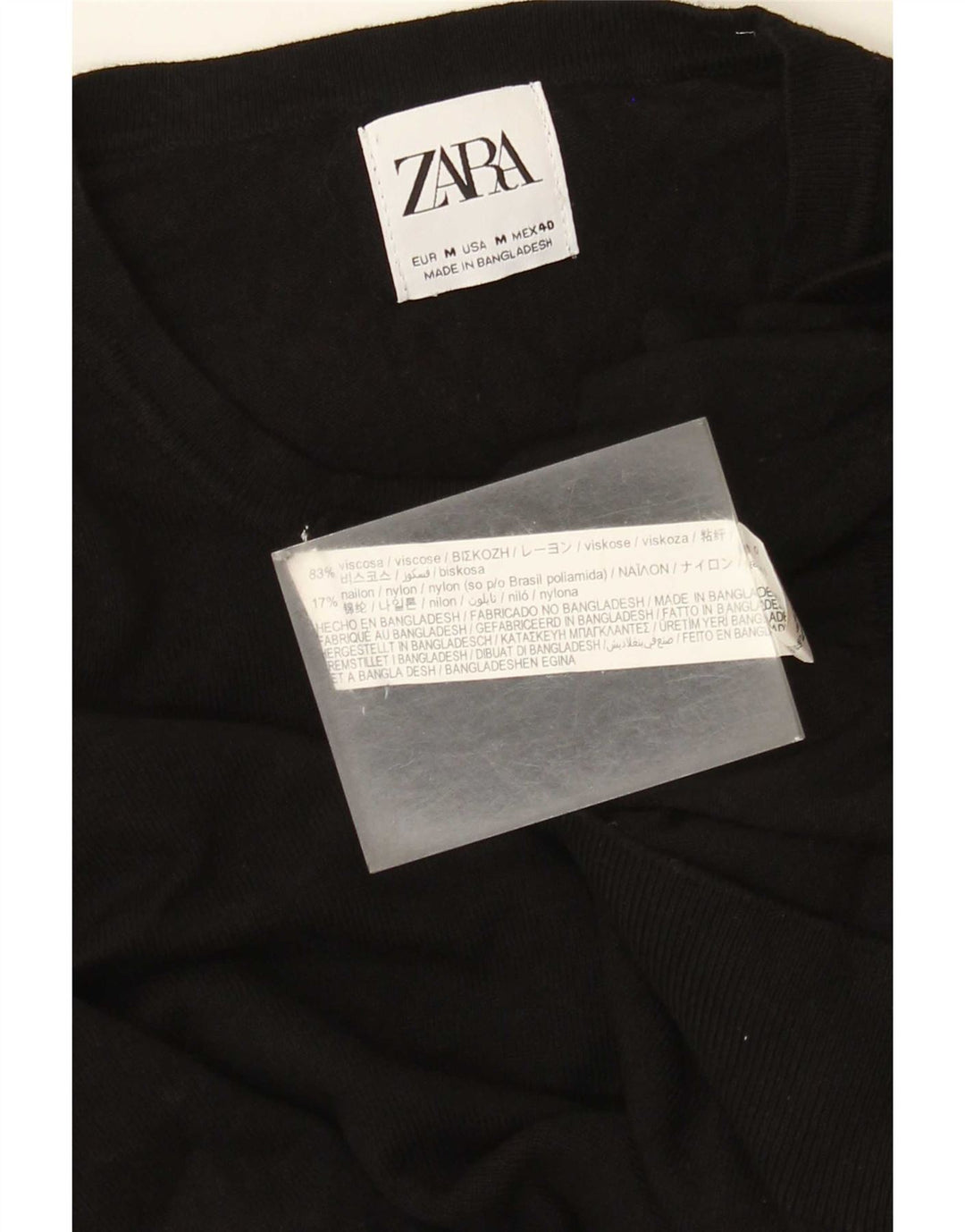 Maglione Zara da uomo girocollo in viscosa nera media