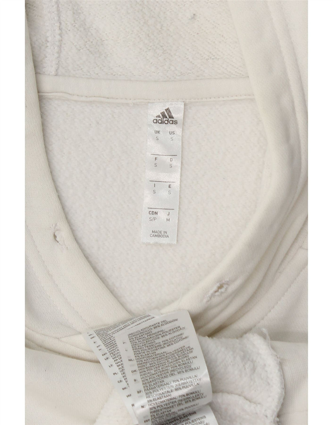 Maglione con cappuccio da uomo ADIDAS piccolo in cotone bianco