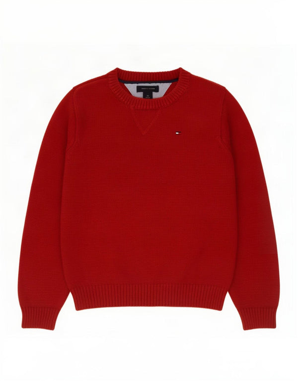 Maglione maglione con scollo a barca per ragazzi Tommy Hilfiger 3-4 anni in cotone rosso