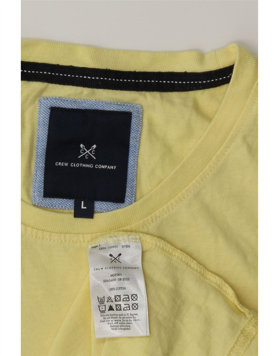 CREW CLOTHING Mens T-Shirt Top Large Yellow Cotton Vintage Crew Clothing and Second-Hand Crew Clothing from Messina Hembry 