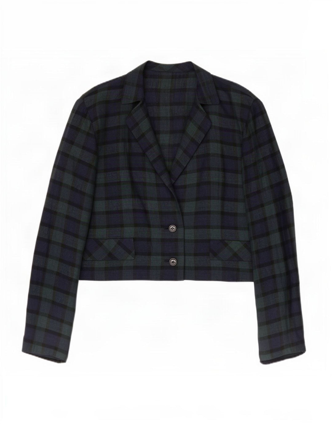 Giacca blazer vintage da donna a 2 bottoni UK 14 verde medio a quadri