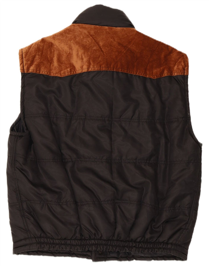 Gilet imbottito da uomo vintage UK 40 grande poliestere color block nero