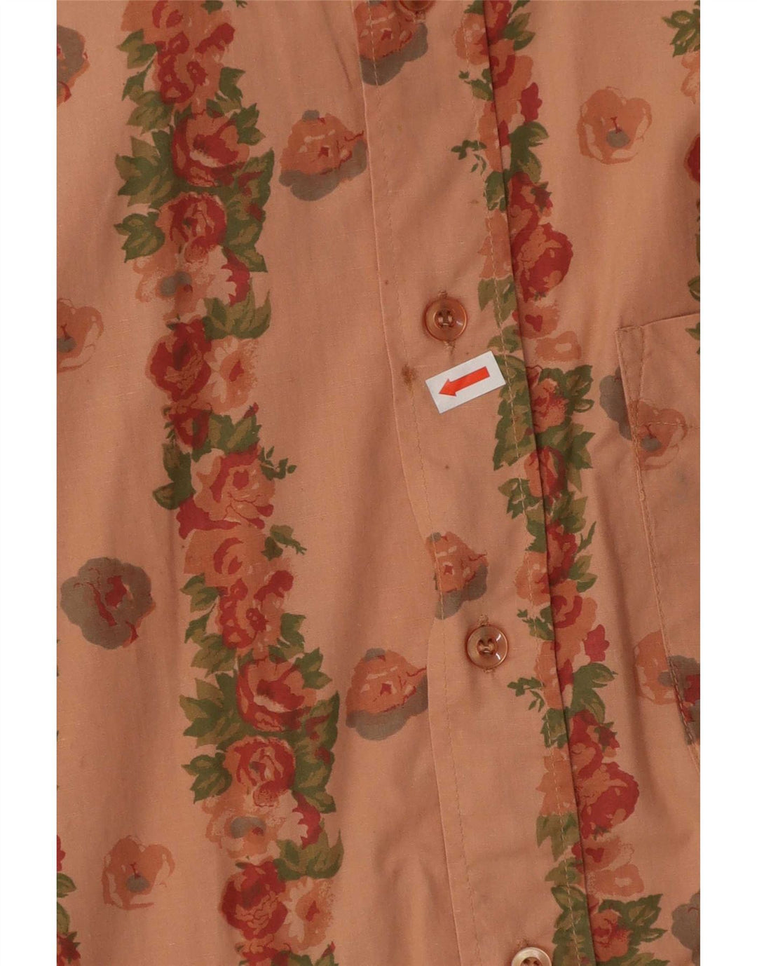 Camicia vintage da uomo a maniche corte in cotone floreale rosa medio