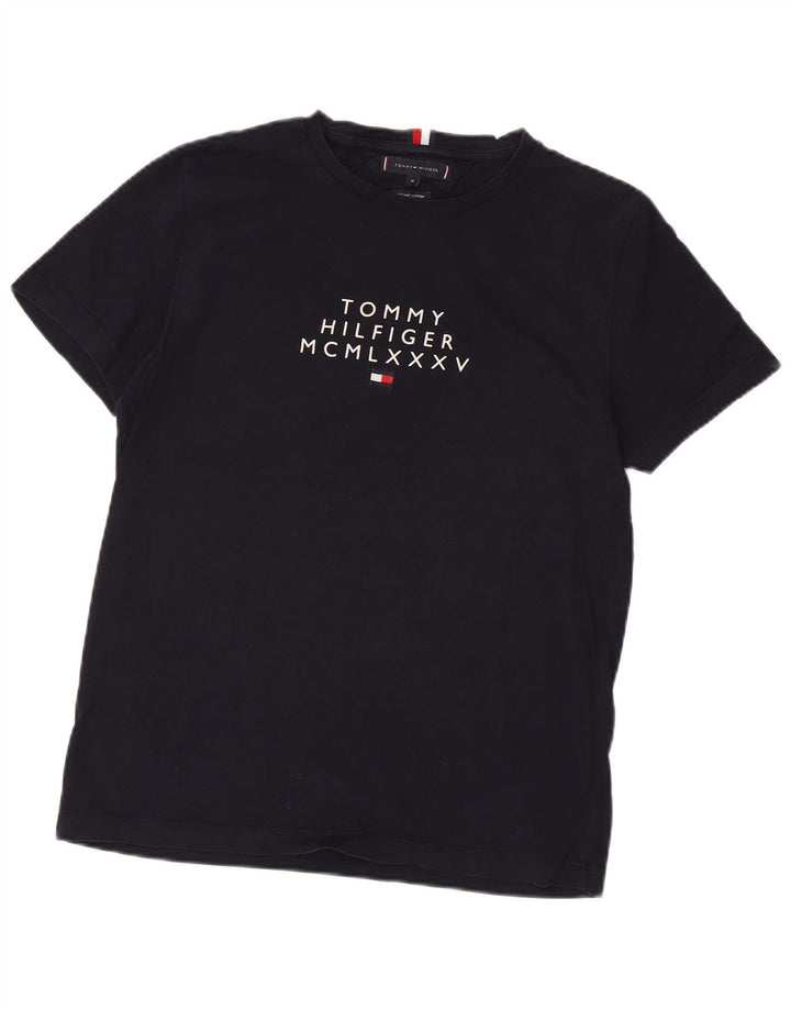T-shirt grafica da uomo Tommy Hilfiger Top in cotone blu navy medio
