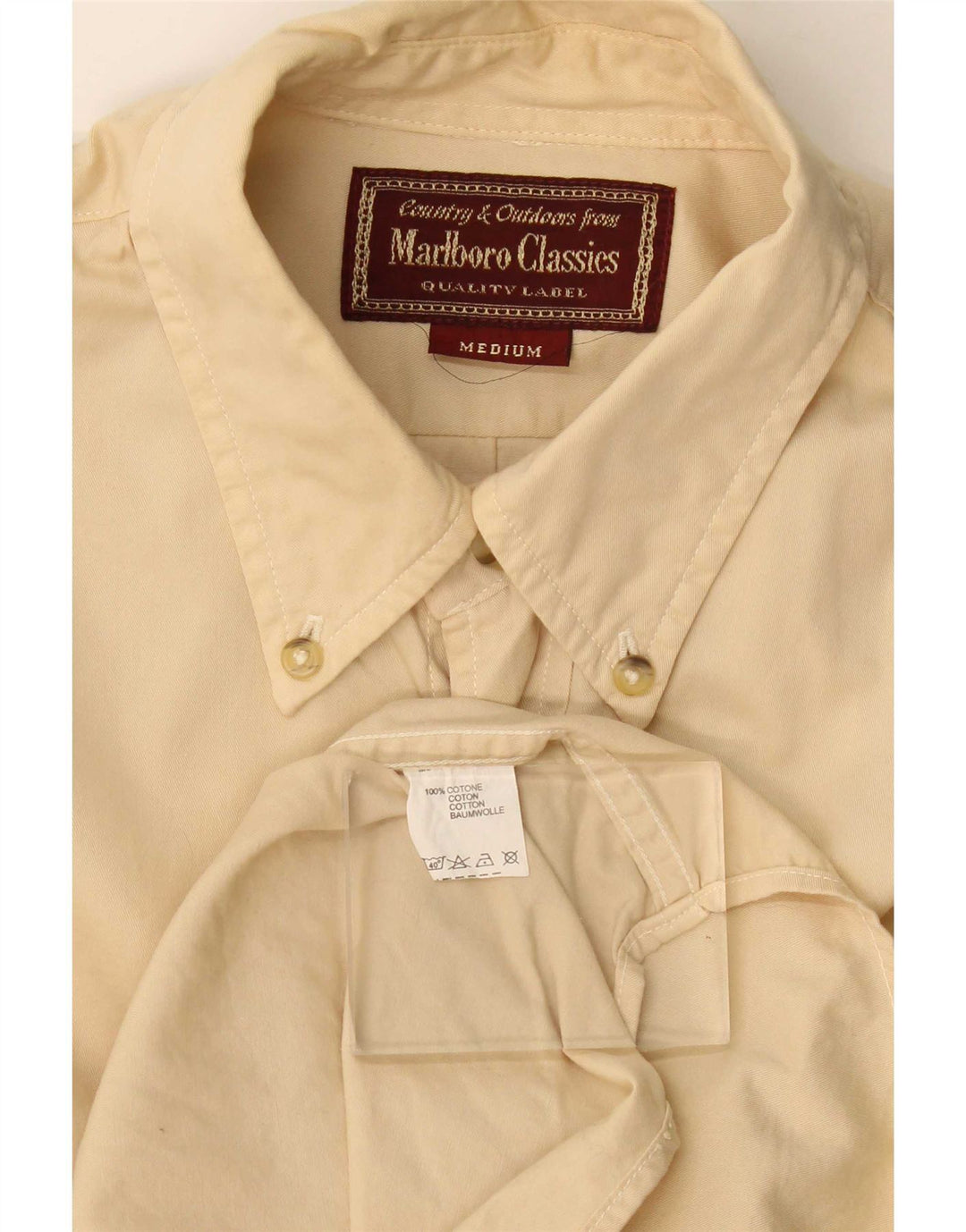 Camicia da uomo Marlboro Classics in cotone beige medio