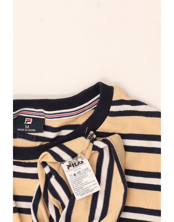 T-shirt grafica da uomo Fila Top in cotone a righe gialle medie