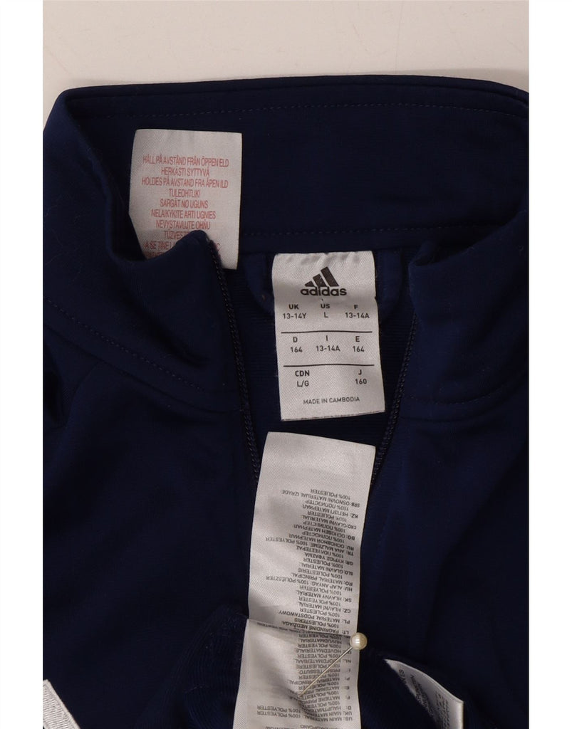 ADIDAS Boys Tracksuit Top Jacket 13-14 Years Navy Blue Polyester Vintage Adidas and Second-Hand Adidas from Messina Hembry 