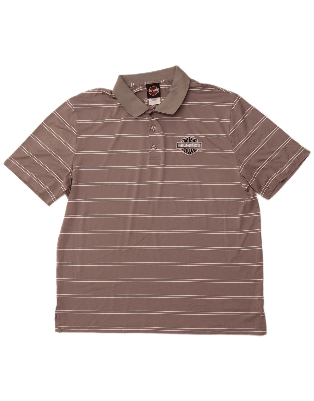 Polo da uomo HARLEY DAVIDSON XL in poliestere a righe grigie