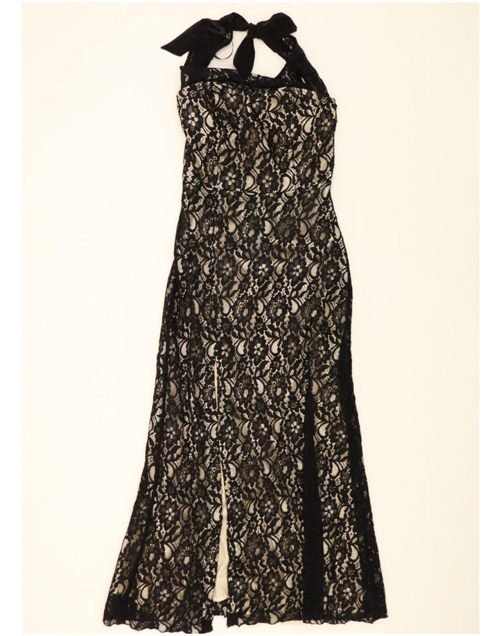QUIZ Womens Halter Dress UIK 12 Medium  Black Floral Polyester Vintage Quiz and Second-Hand Quiz from Messina Hembry 