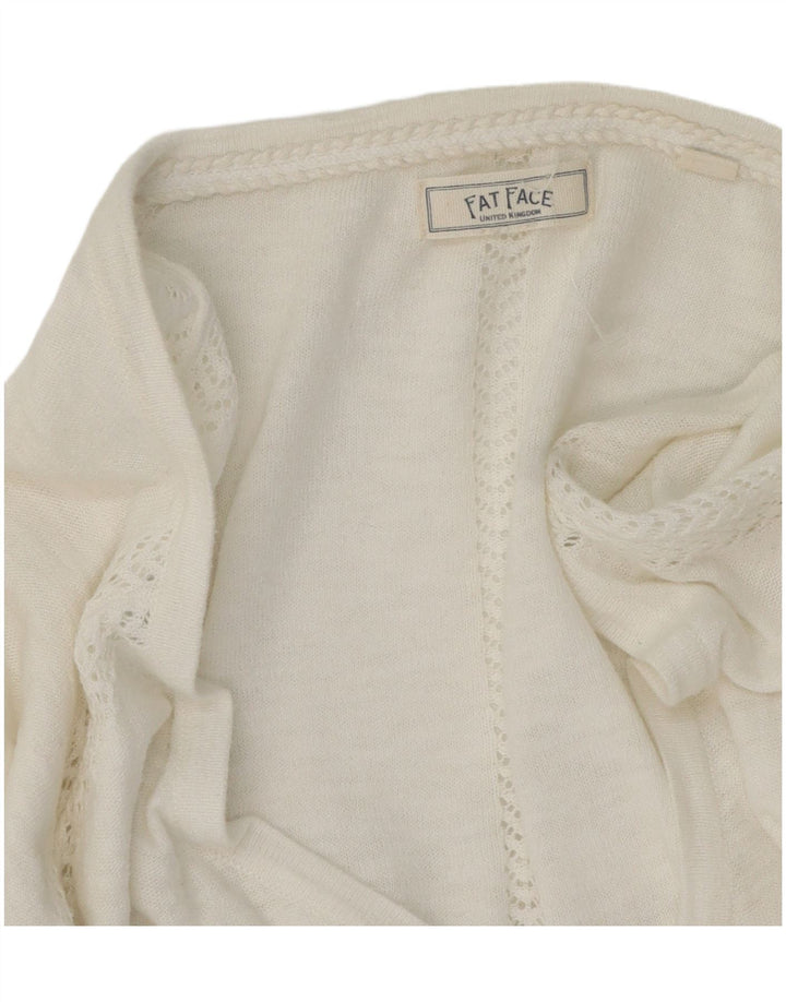 Maglione cardigan con maniche a 3/4 da donna Fat Face UK 16 Large Bianco