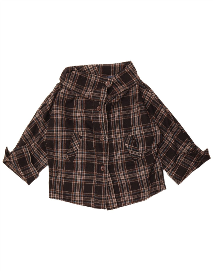 Giacca bomber da donna vintage UK 10 piccola lana scozzese marrone
