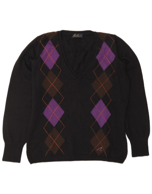 LUISA SPAGNOLI Maglione da donna con scollo a V UK 14 Large Nero
