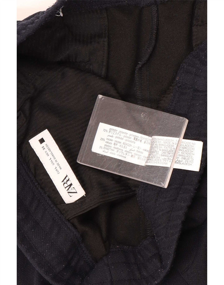 Pantaloni chino slim da uomo Zara grandi W32 L31 poliestere blu navy