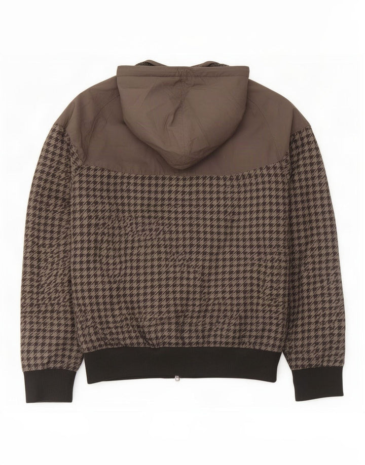 Giubbotto bomber con cappuccio da uomo Nike UK 34/36 piccolo poliestere pied de poule grigio