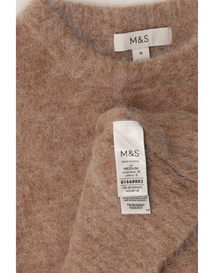 Maglione maglione girocollo da donna Marks & Spencer UK 14 Lana beige medio
