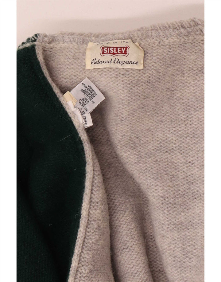 Maglione da uomo con collo alto grafico Sisley XL in lana color block grigio