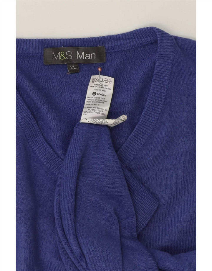 Maglione da uomo con scollo a V Marks & Spencer XL blu acrilico